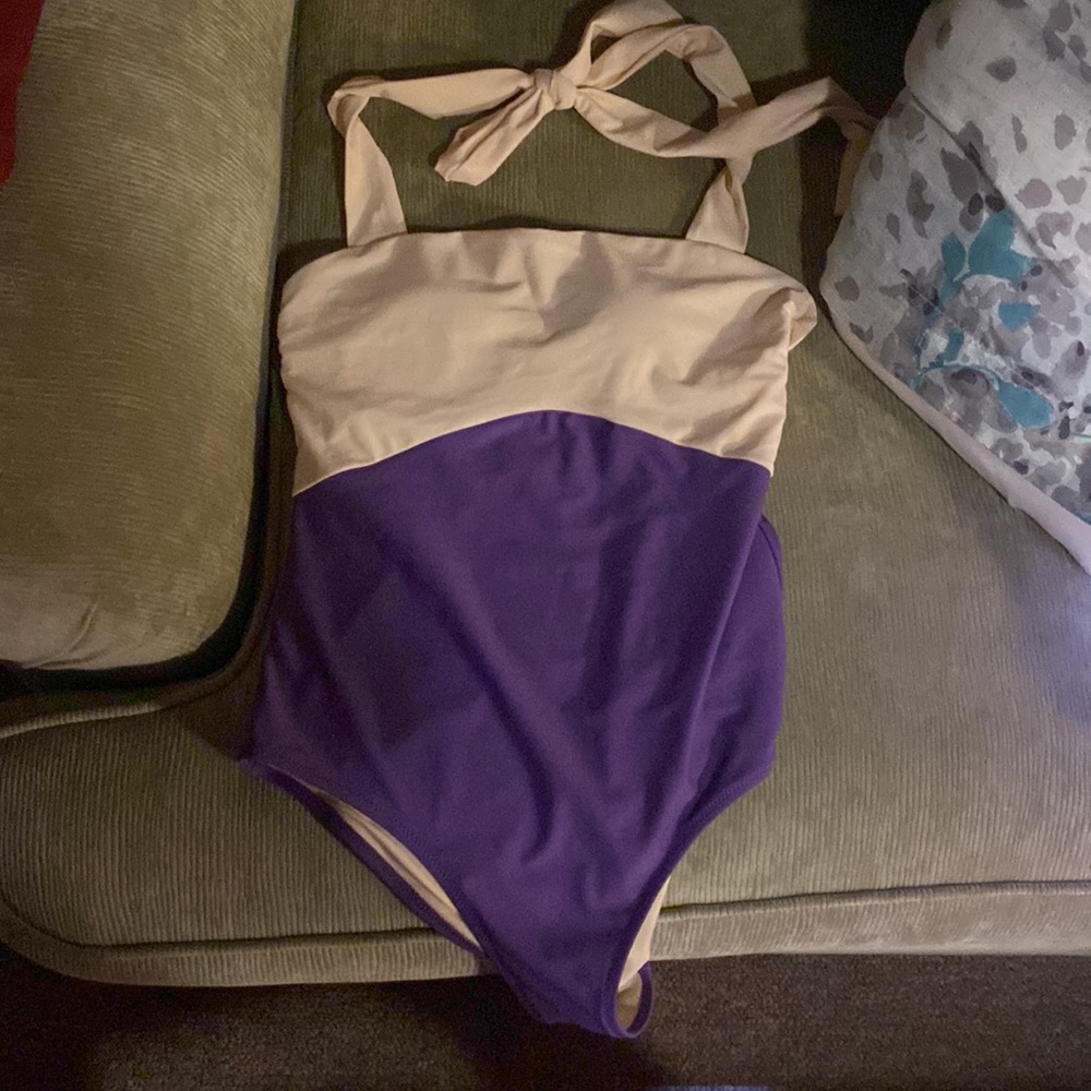 Fashion Colour block one piece halter swimwear - Picture 9 of 13